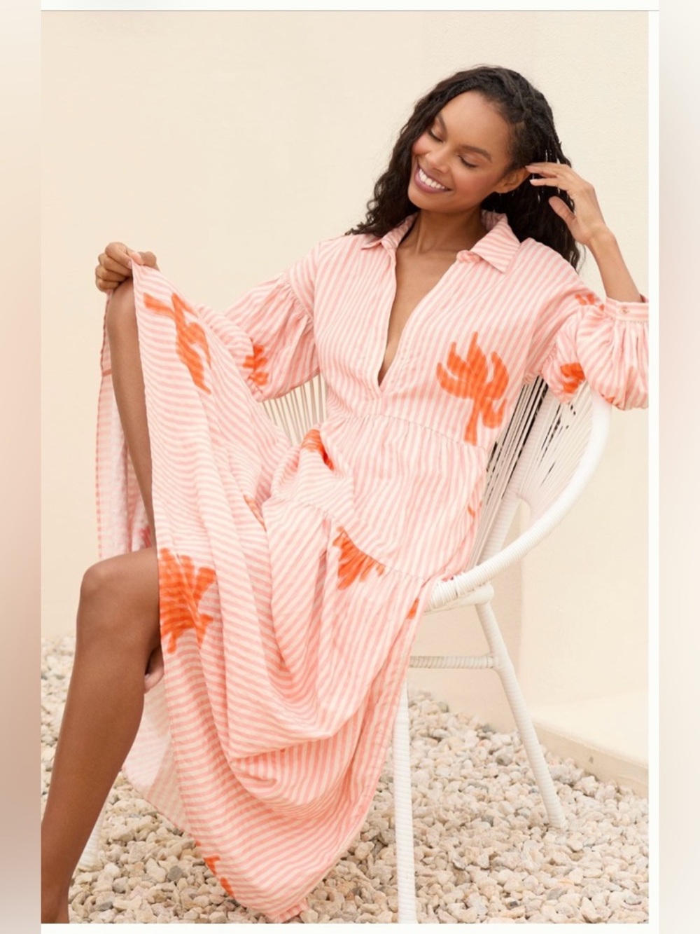 NWT The Carolita Printed Tiered Shirt
Dress by Celandine in Orange Print size L